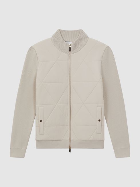Reiss Stone Amos Hybrid Zip Through Quilted Jacket