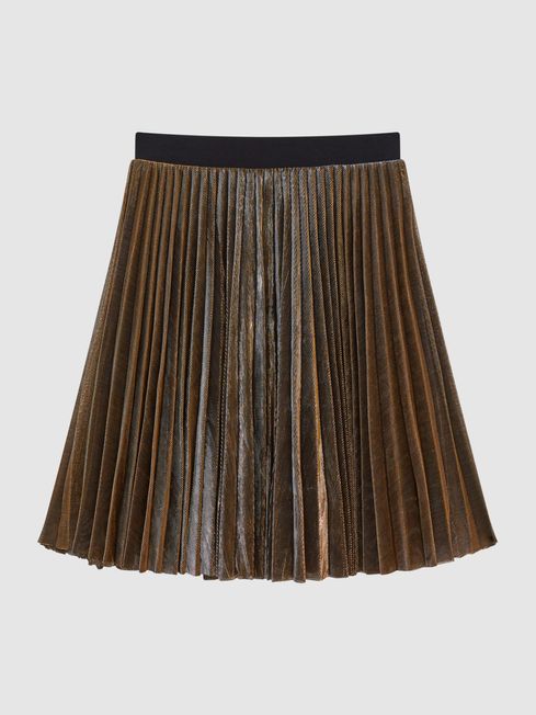 Gold pleated skirt reiss clearance