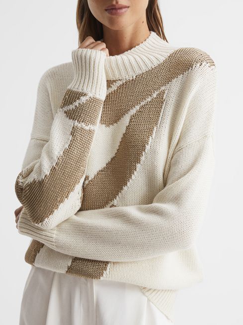 Reiss Pia Wool Blend Metallic Pattern Jumper REISS