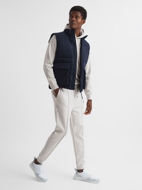 Reiss Off White Premier Logo Drawstring Loungewear Joggers
