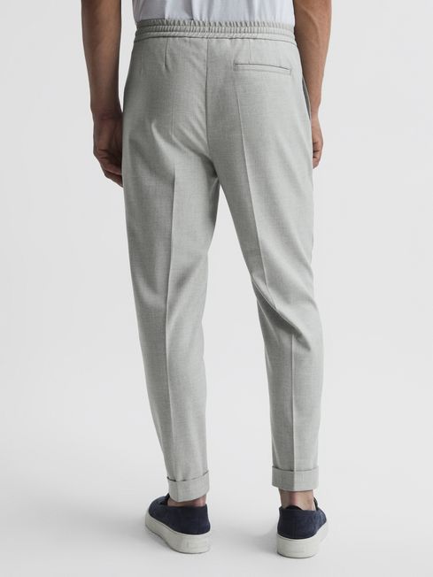 Relaxed Drawstring Trousers with Turn-Ups in Soft Grey