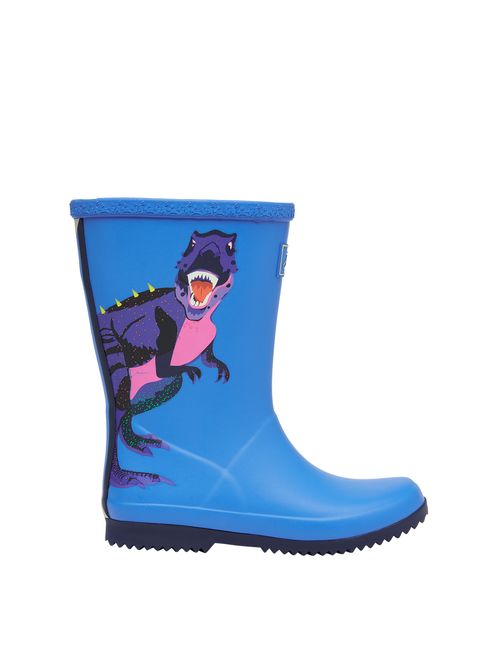 Joules Junior Blue Roll Up Flexible Printed Wellies