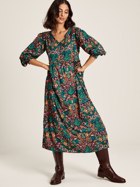 Joules Camilla Green Button Front Tiered Dress
