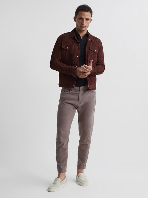 Reiss Mushroom Hammond Brushed Cotton Relaxed Fit Trousers