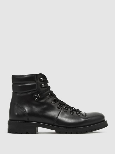 Black lace up hiking boots outlet