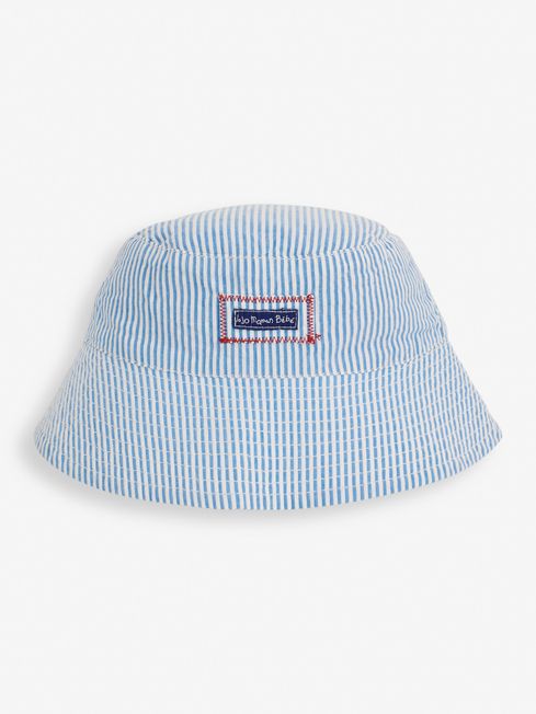 JoJo Maman Bébé Blue Seersucker Stripe Sun Hat
