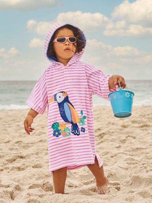 Pink Girls Toucan Towelling Hooded Pull On JoJo Maman Bebe