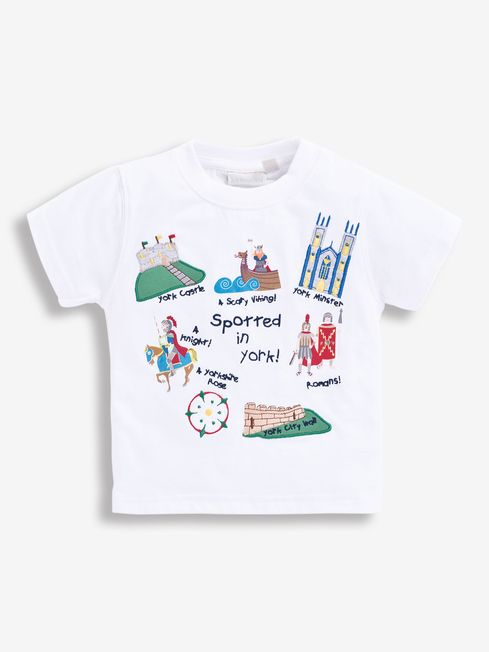 JoJo Maman Bébé White Kids' Spotted In York T-Shirt