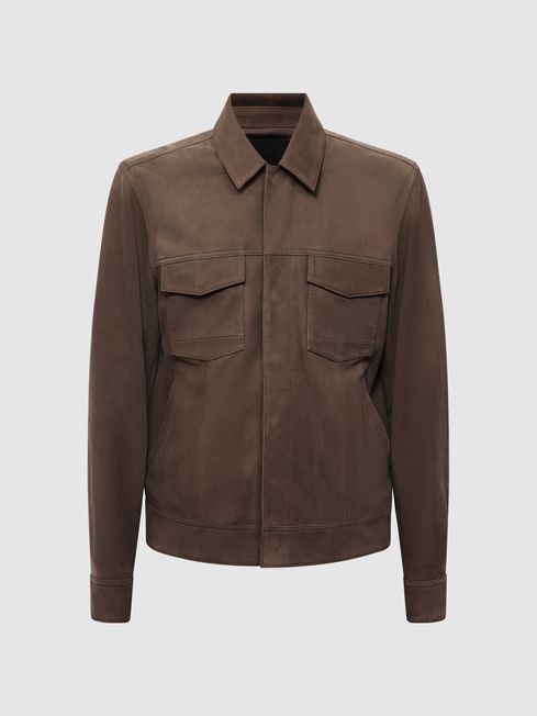 Reiss espresso suede jacket shop