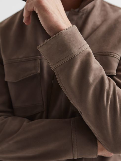 Reiss espresso suede jacket new arrivals