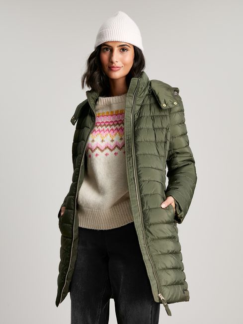 Buy Joules Canterbury Long Green Padded Coat from the Joules online shop
