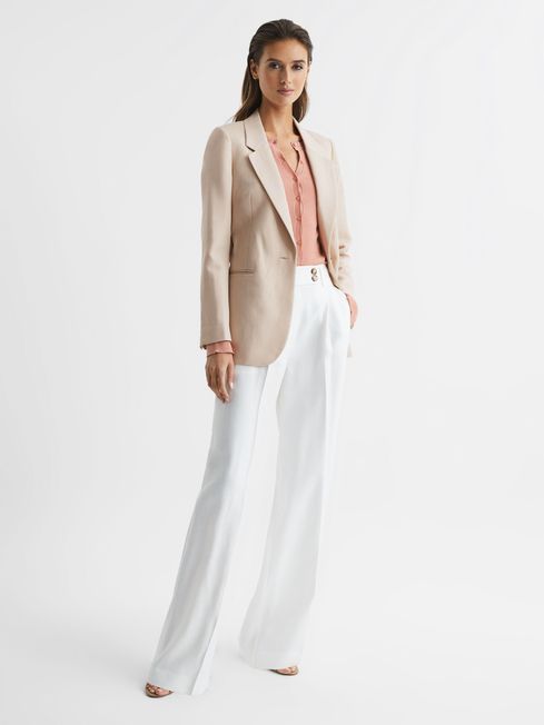 Single Breasted Tie Front Blazer in Neutral