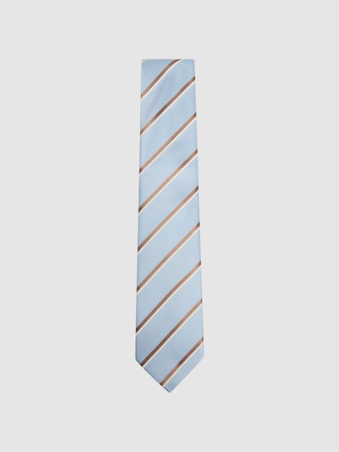 Reiss Soft Blue Tarifa Silk Blend Striped Tie