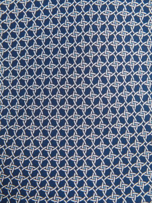 Silk Geometric Printed Tie in Airforce Blue