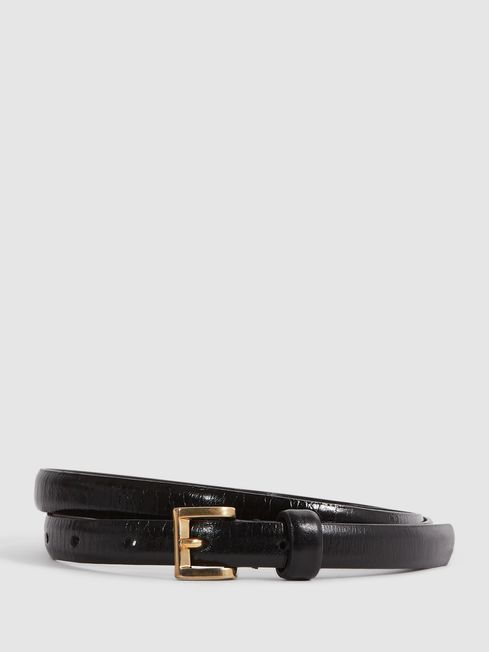 Reiss Black Molly Mini Mini Leather Belt