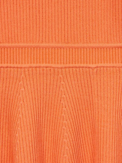 Junior Knitted Fit and Flare Dress in Orange
