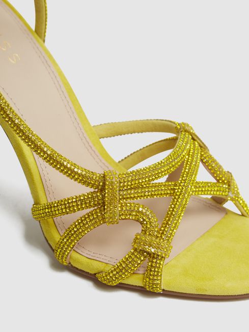 Embellished Heeled Sandals in Yellow