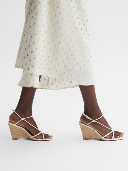 Strappy Wedge Heels in Off White REISS