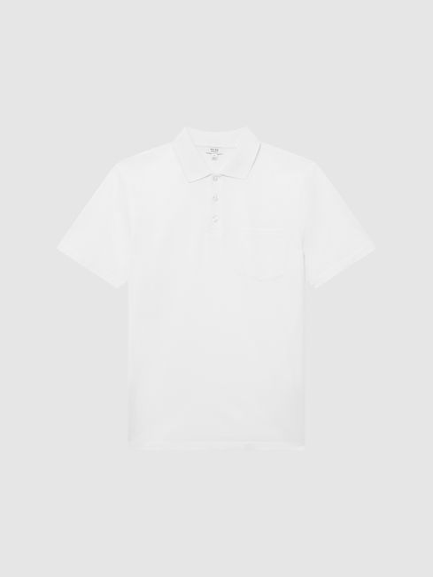Reiss White Austin Short Sleeve Polo T-Shirt