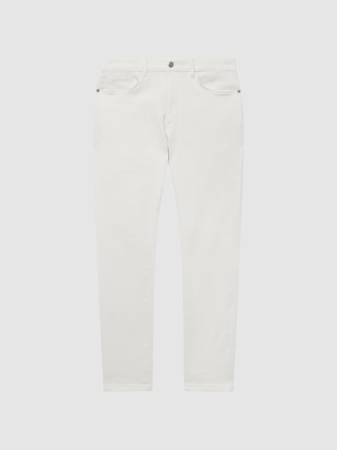 Reiss White Dover Slim Fit Brushed Jeans