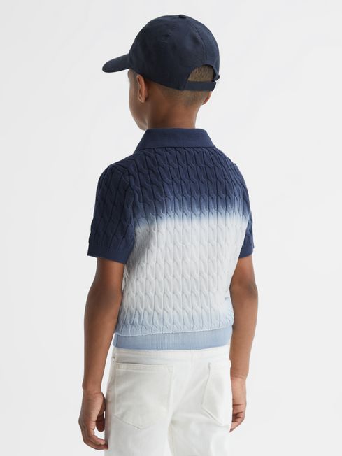 Senior Ombre Half Zip Polo T-Shirt in Blue