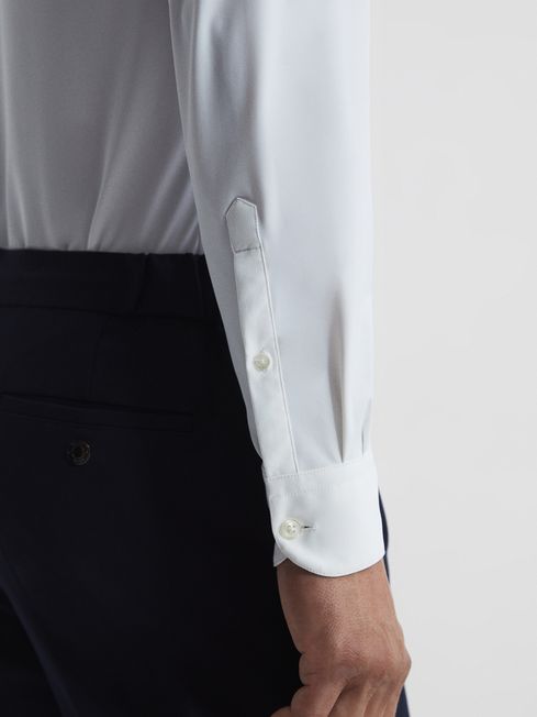 Slim Fit Button-Through Travel Shirt in White