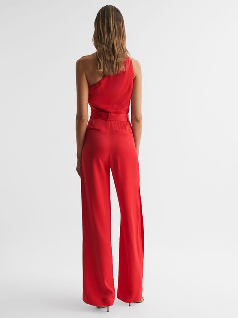 Off-The-Shoulder Jumpsuit in Red