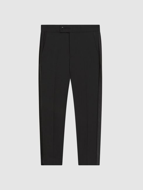 Reiss Black Knightsbridge Junior Tuxedo Satin Stripe Trousers