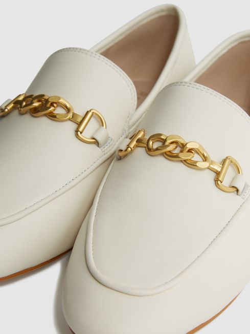 Chain Detail Loafers in Off White
