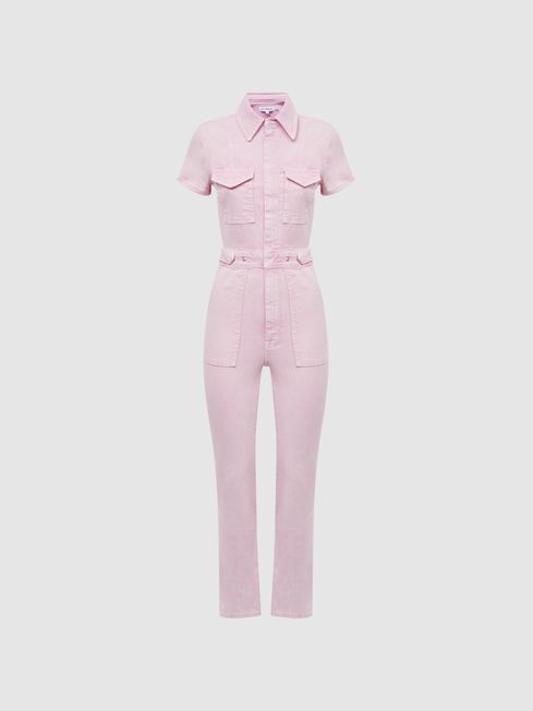 Good American Denim Jumpsuit in Soft Pink REISS