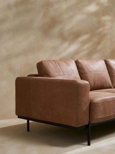 Made tan shop leather sofa