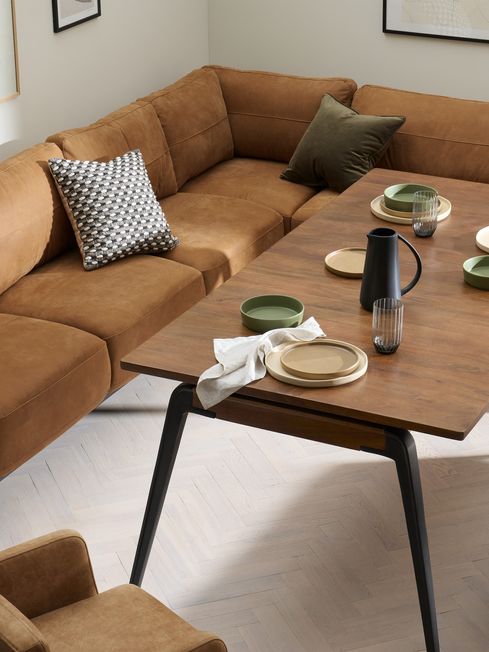 MADE.COM Tan Brown Jarrod Leather Left Hand Facing Corner Sofa