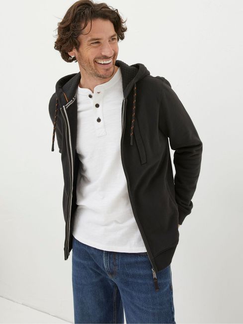 Brooke Black Zip Up Hoodie FatFace