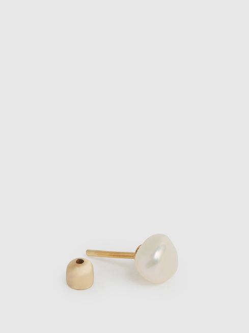 Reiss Gold Baroque Maria Black Stud Earring