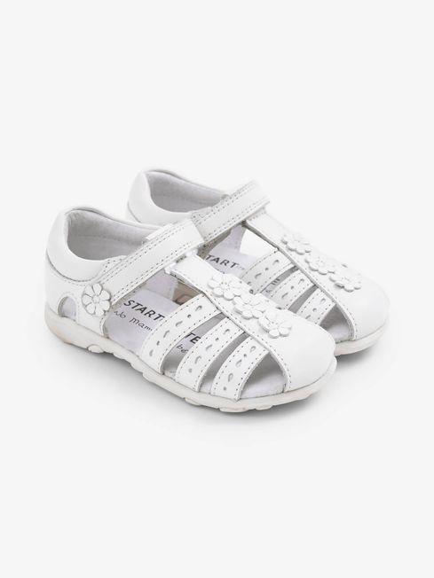 White Start Rite Flower First Steps Closed Toe Sandals JoJo Maman Bebe
