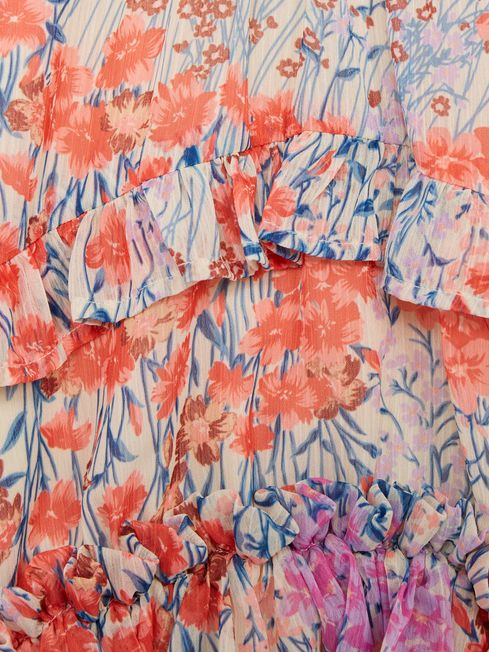 Junior Floral Print Blouse in Pink Print