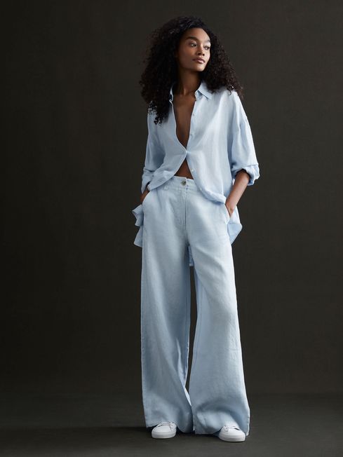 Petite store linen trousers