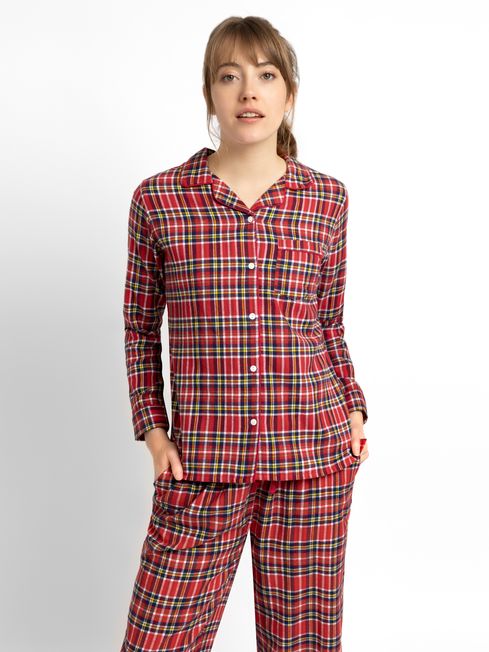 JoJo Maman Bébé Red Women's Tartan Pyjama Set