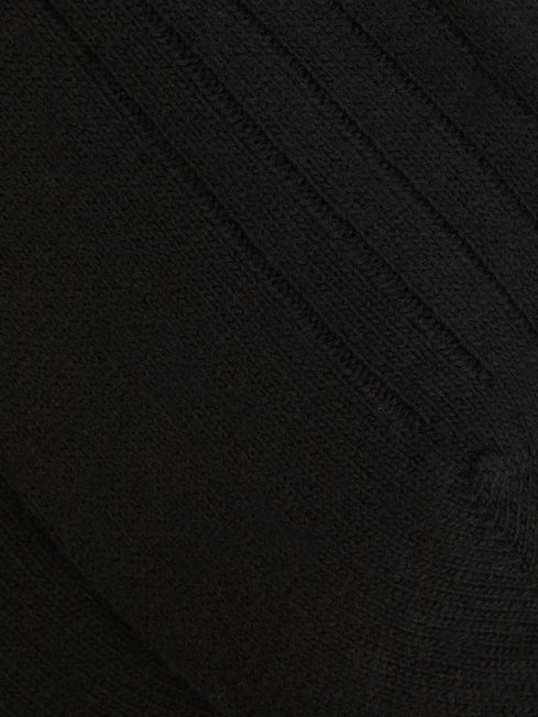 Wool-Cashmere Blend Ribbed Socks in Black