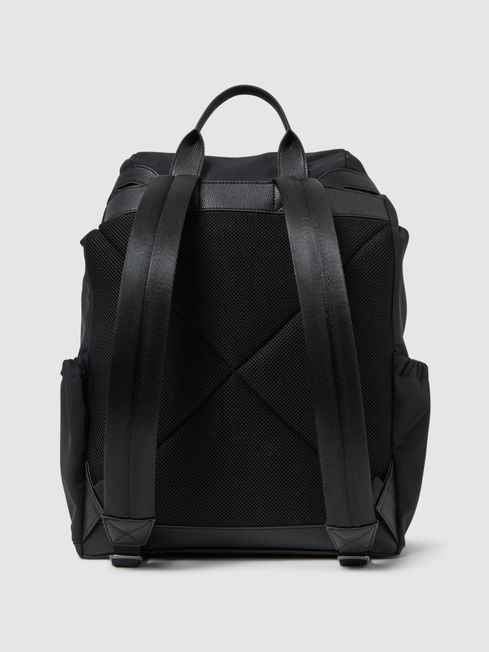Leather Drawstring Backpack in Black