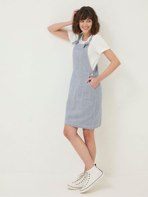 Blue National Forest Juniper Stripe Pinafore Dress FatFace