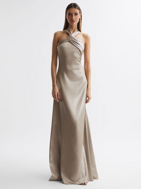 Halston hot sale metallic dress