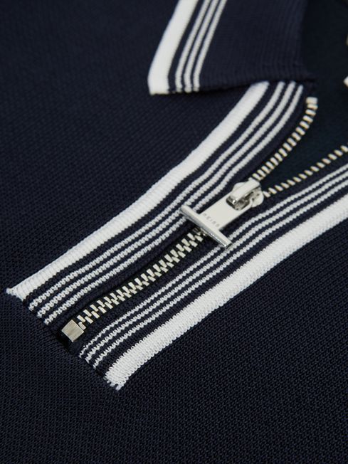 Senior Half-Zip Striped T-Shirt in Navy