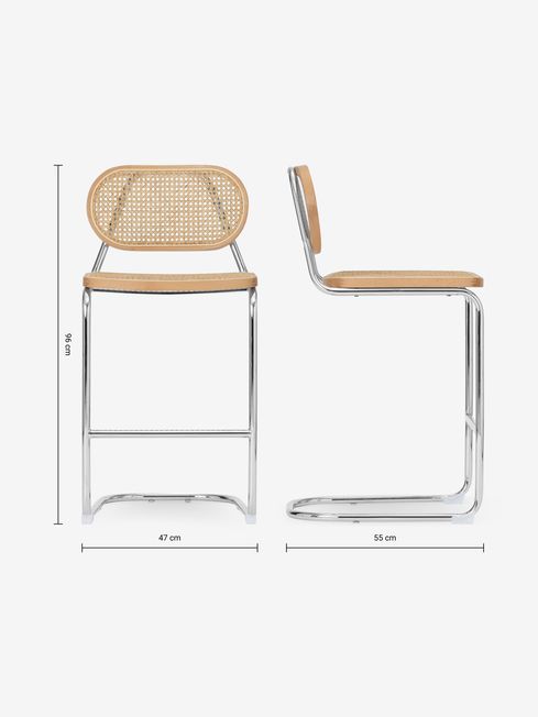 Leora Bar Stool in Chrome Made