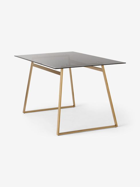 MADE.COM Brass Smoked Glass Haku 6 Seater Rectangle Dining Table
