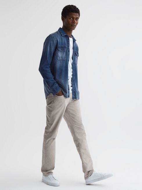 Denim long hotsell sleeve shirt outfit