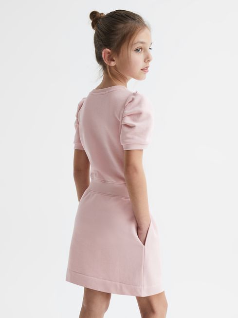 Junior Pleated Sleeve Dress in Pink