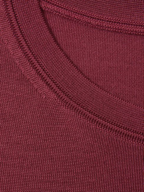 Merino Wool Crew Neck Jumper in Cherry Pink