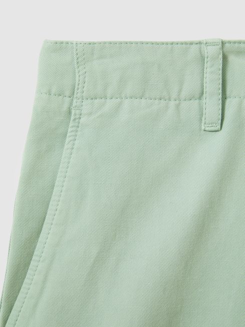 Cotton Blend Internal Drawstring Shorts in Mint