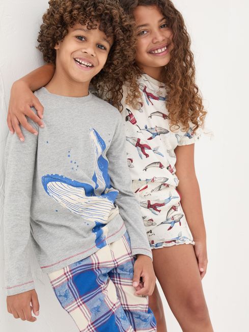 White Shelter Whale Pyjama Shorts Set FatFace